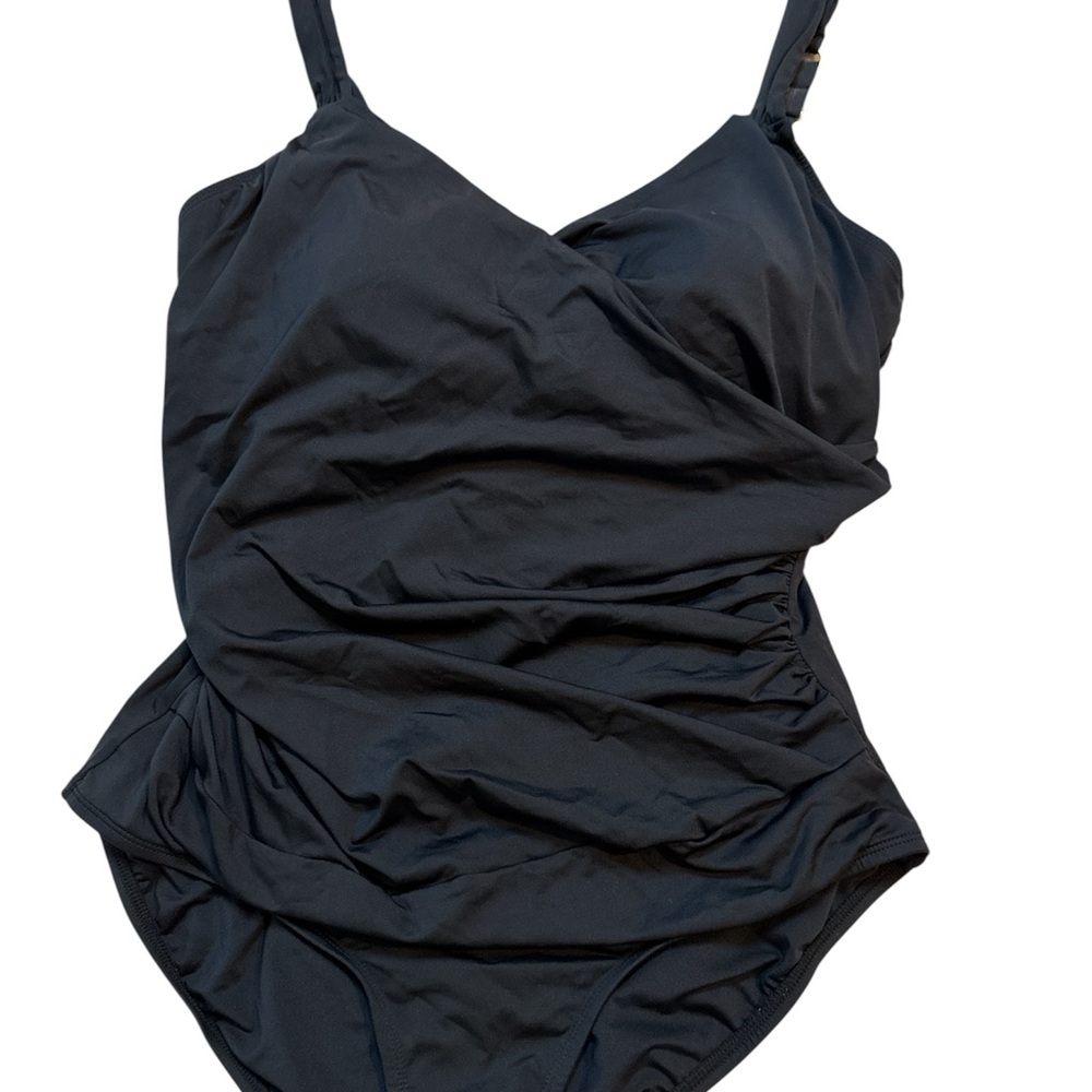 Jantzen Black Women's One-Piece Swimsuit with detachable skirt, size 18